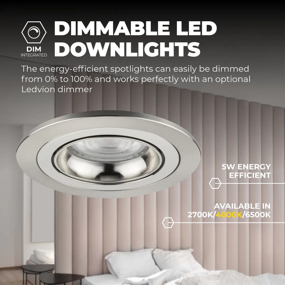 LEDVION 3X Tokyo Inbouwspot RVS - 3W 4000K - Ø92mm
