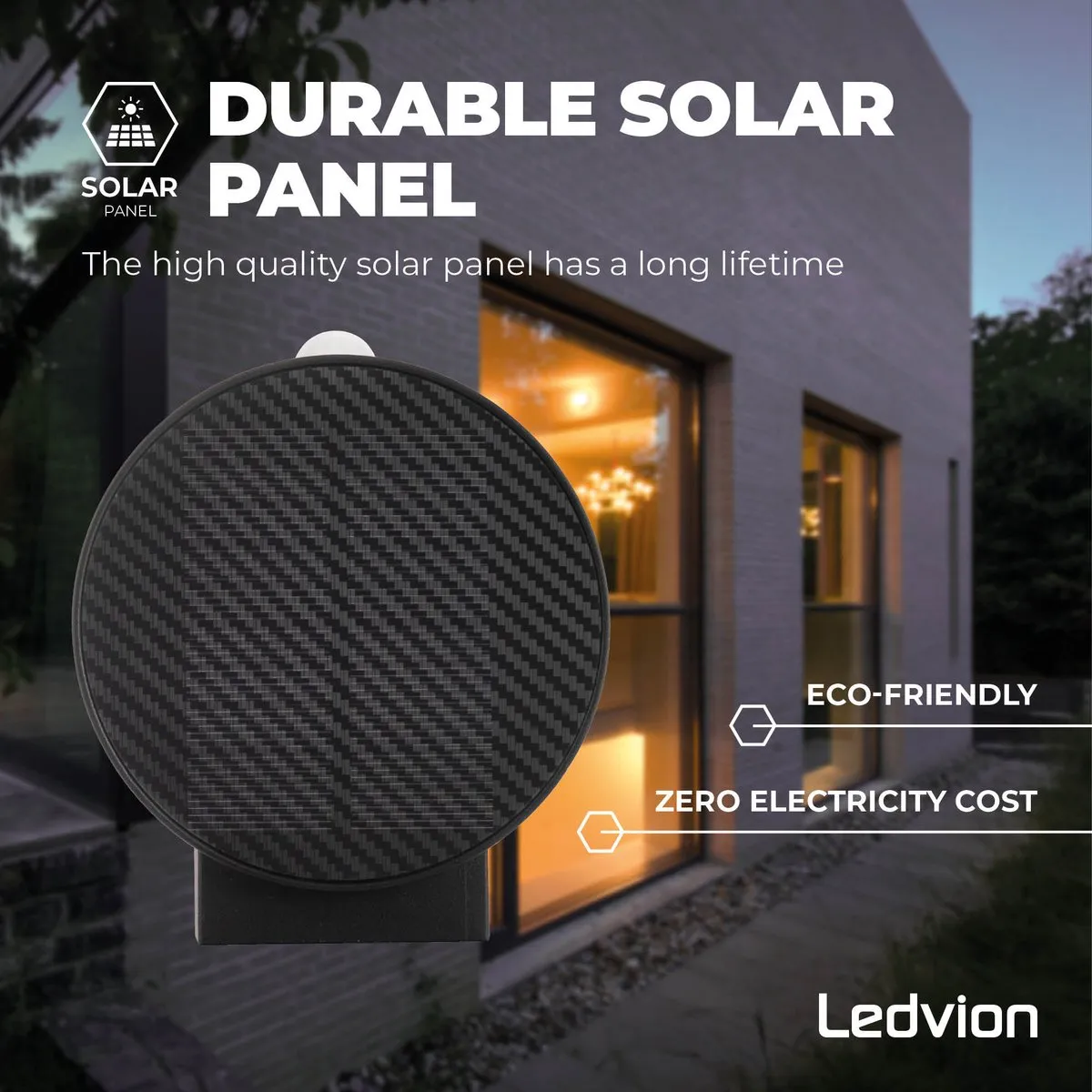 LEDVION Solar Wandlamp 0.5W 3000K - Zwart