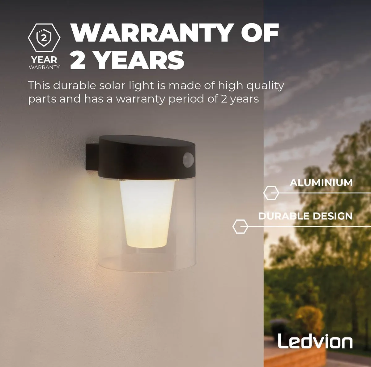 LEDVION Solar Wandlamp 0.5W 3000K - Zwart