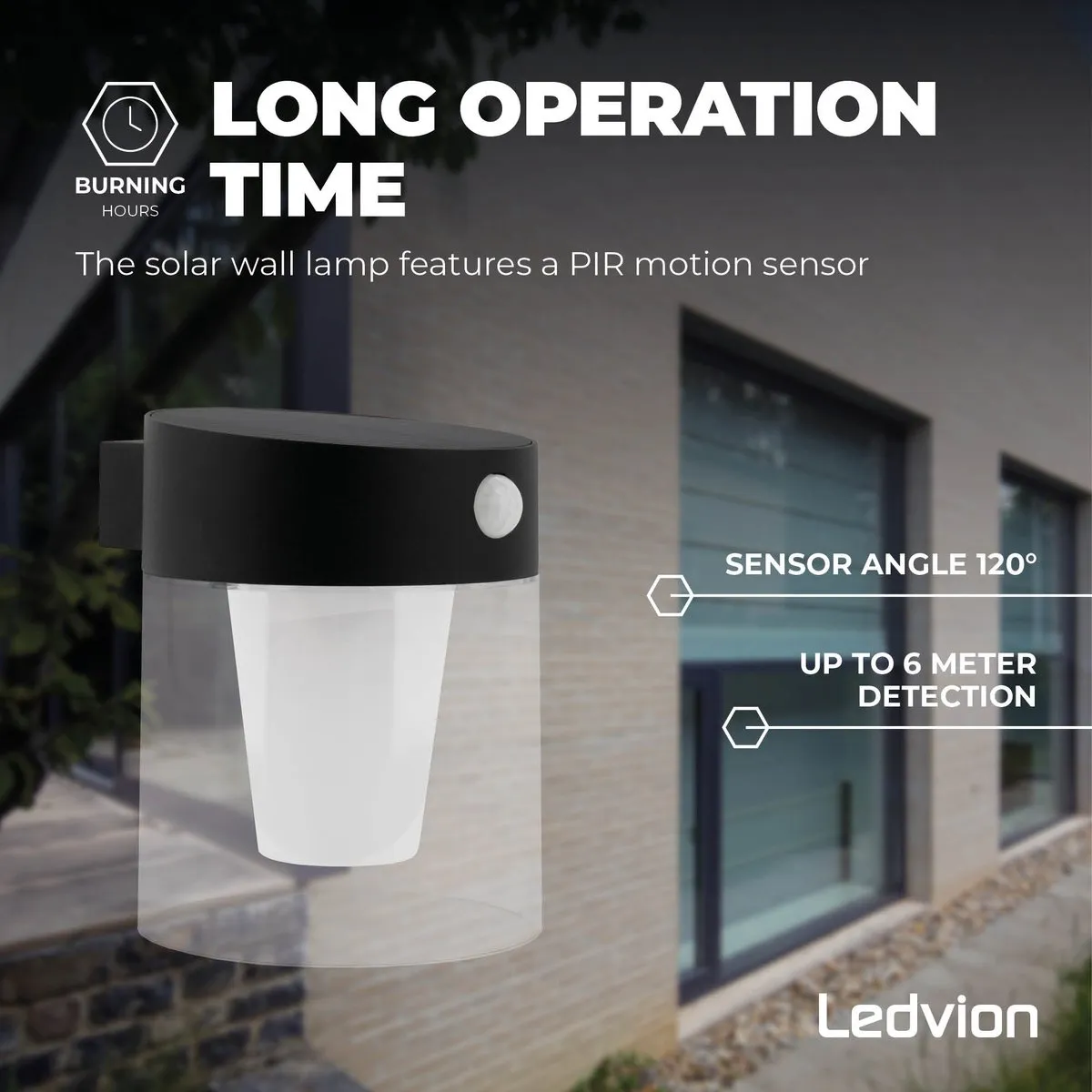 LEDVION Solar Wandlamp 0.5W 3000K - Zwart