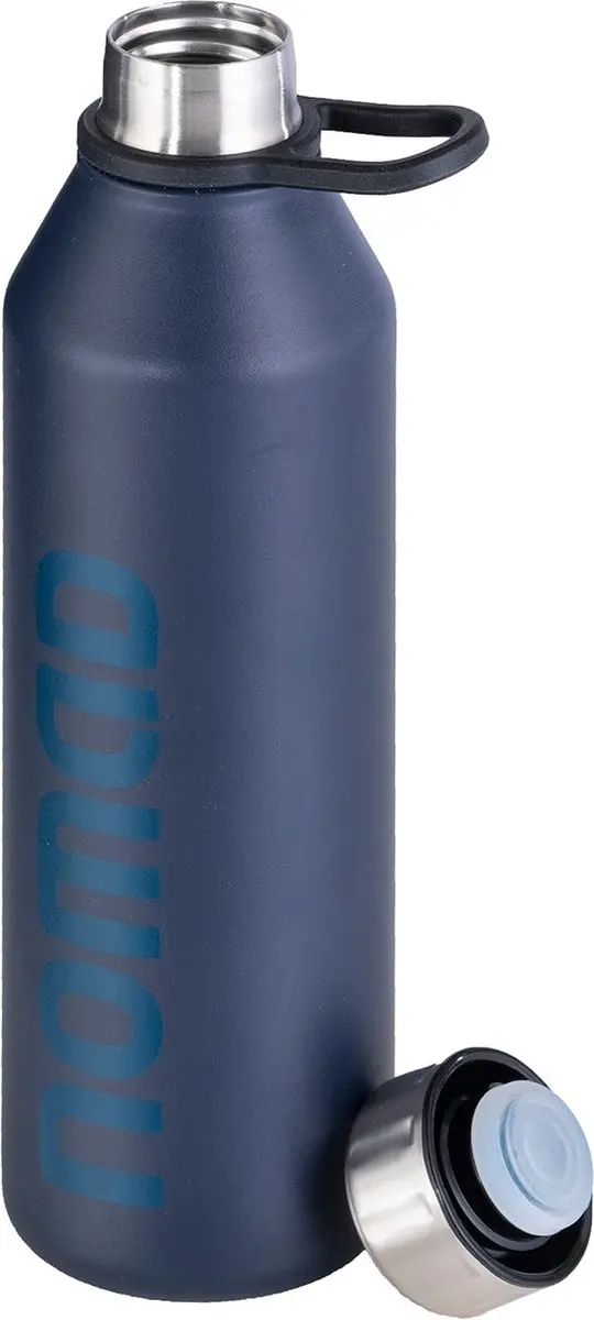 NOMAD® Drinkfles 500 ml | RVS Waterfles | Donkerblauw | Dubbele Draaidop en Draagring | Geïsoleerde Metalen Thermosfles