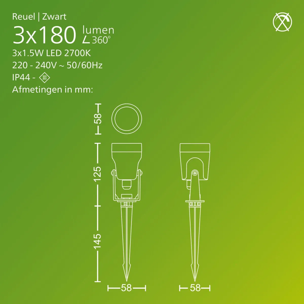 Philips Reuel GardenLink Sokkellamp 24V - 3 Stuks - Zwart