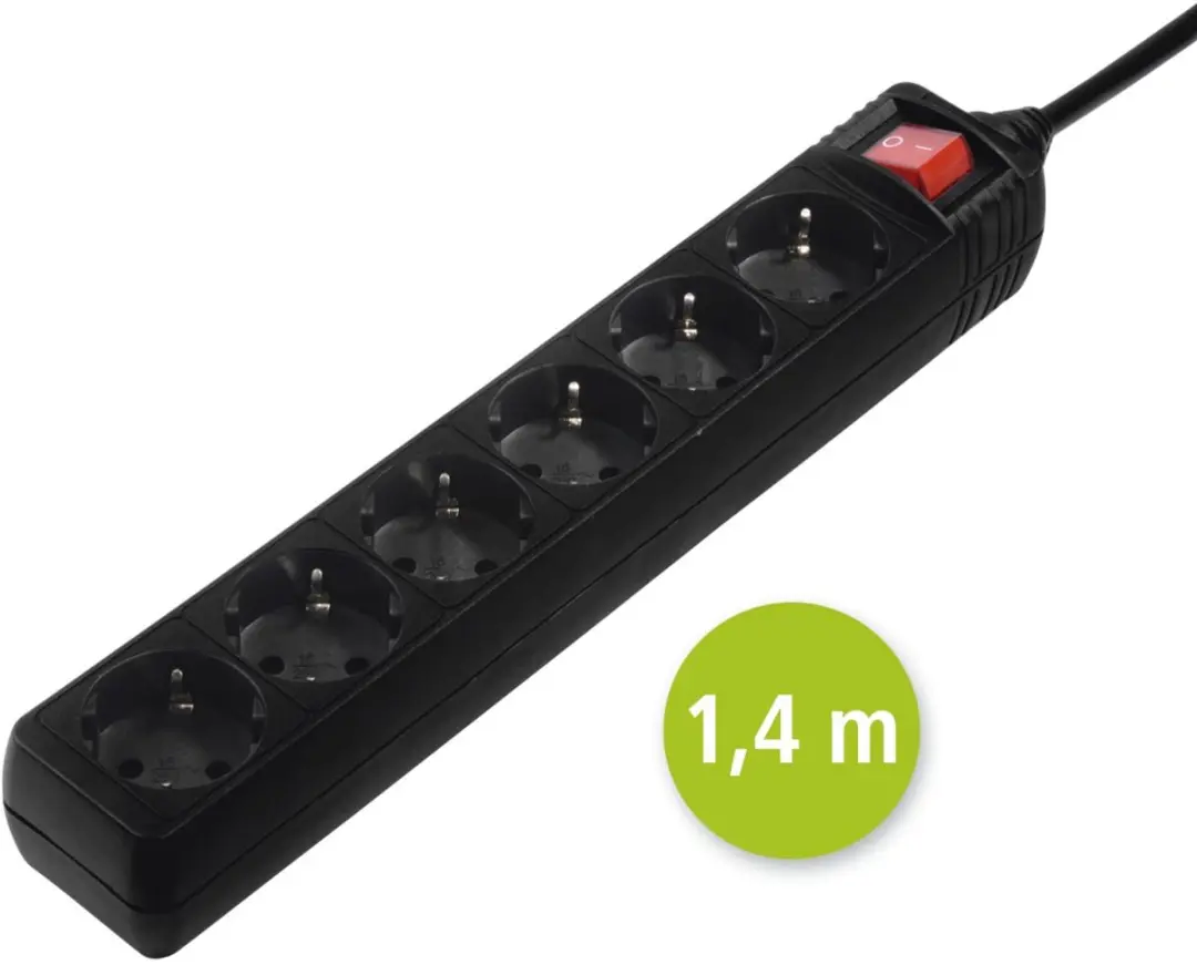 Hama Stekkerdoos 6-voudig 1,4m - Zwart