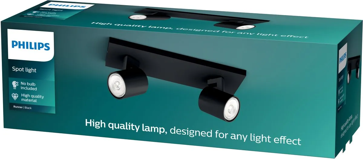 Philips Runner 2-lichts Opbouwspot - Zwart