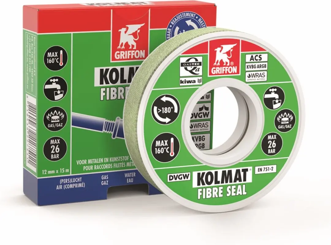 Griffon Kolmat Fibre Seal nastelbare afdichtingsband 12 mm rol 15 m