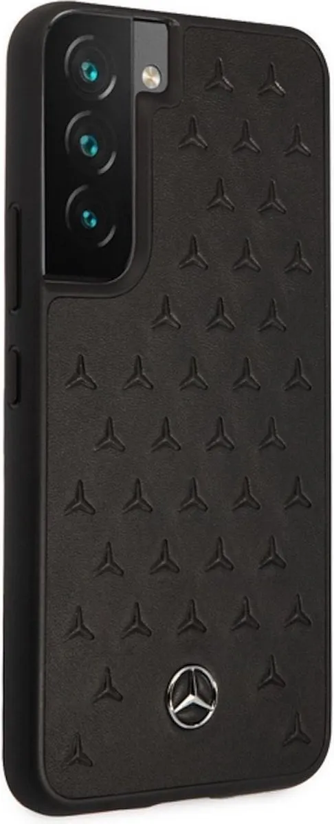 Mercedes-Benz Stars Leather Back Case - Samsung Galaxy S22 Plus - Zwart