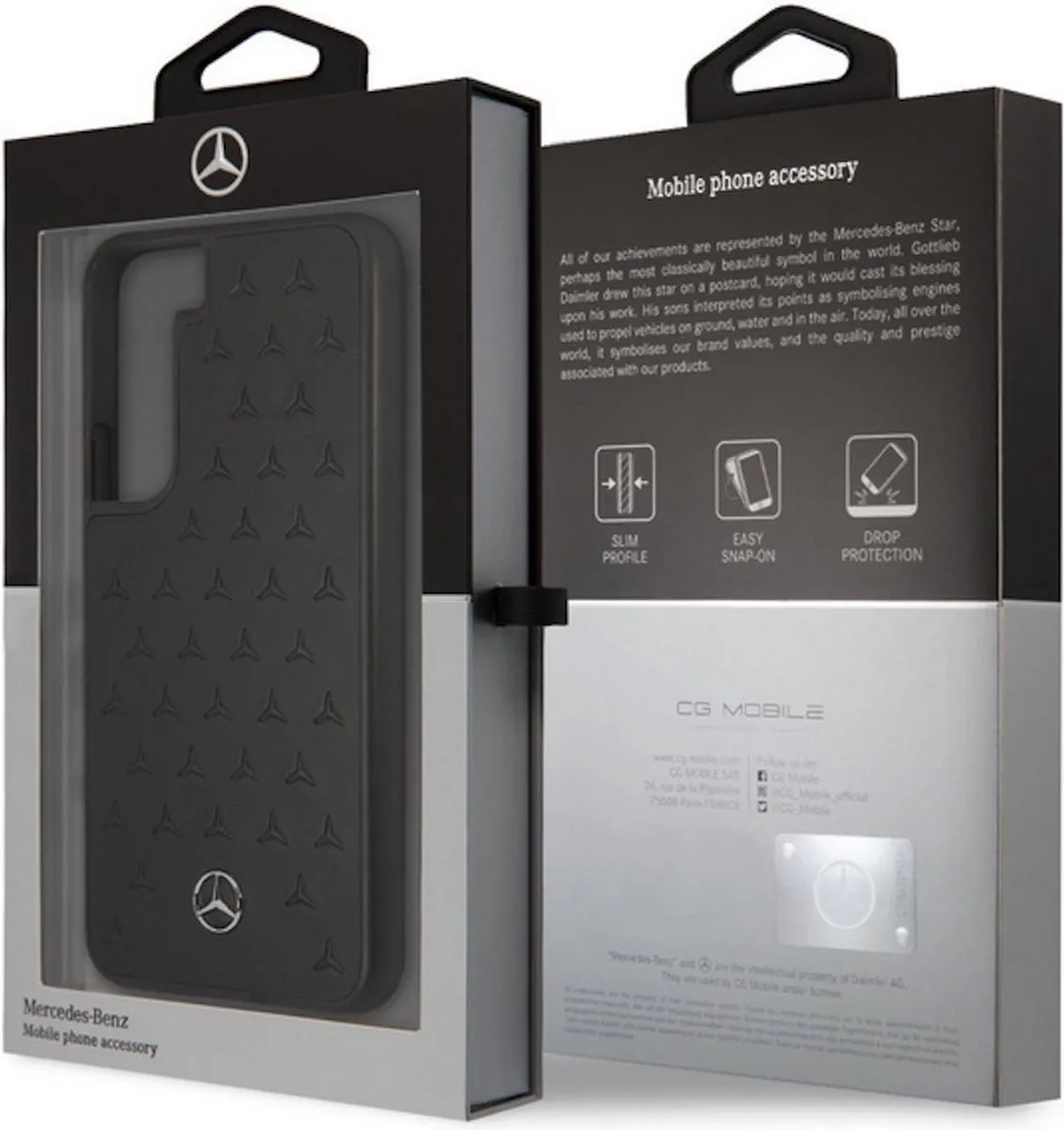 Mercedes-Benz Stars Leather Back Case - Samsung Galaxy S22 Plus - Zwart
