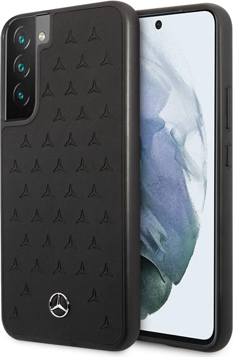 Mercedes-Benz Stars Leather Back Case - Samsung Galaxy S22 Plus - Zwart