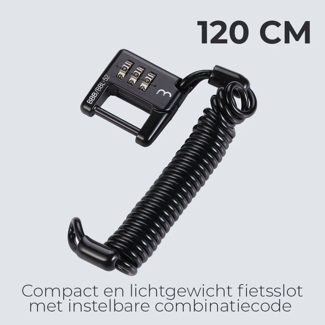 BBB Cycling MiniSafe BBL-52 Cijferslot 120cm - Zwart