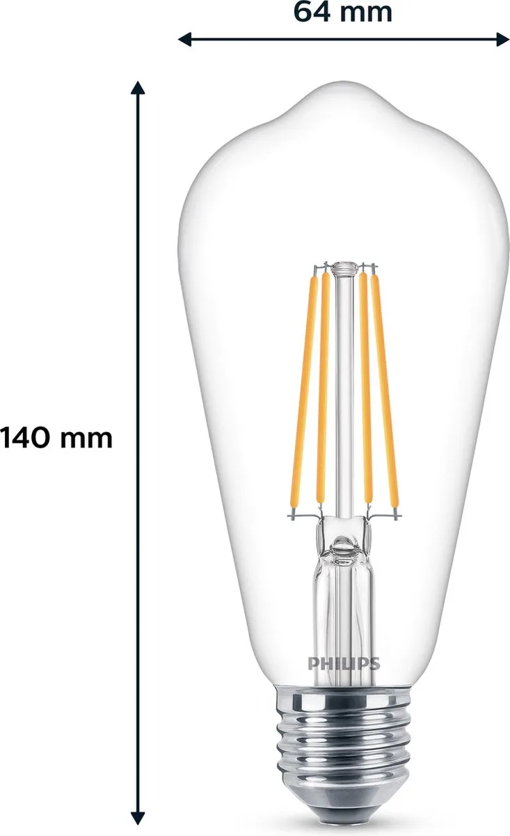 Philips LED Edison Transparant 7W E27 - Warmwit