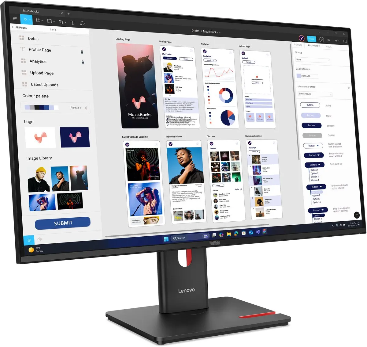 Lenovo ThinkVision T32UD-40 Monitor 32" - Zwart