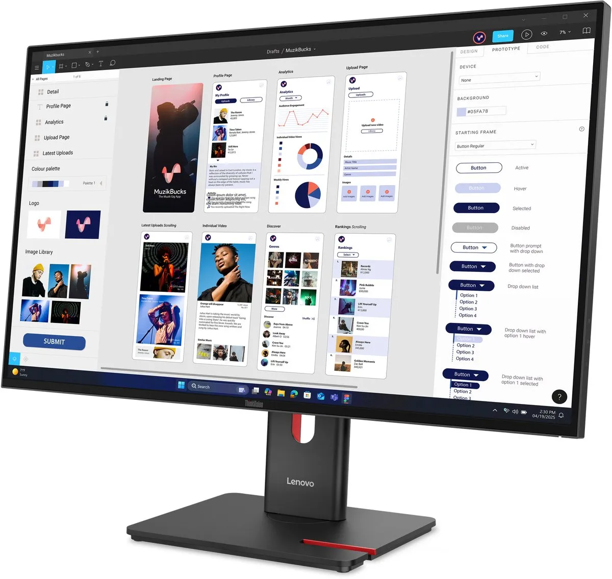 Lenovo ThinkVision T32UD-40 Monitor 32" - Zwart - afbeelding 6 van 6