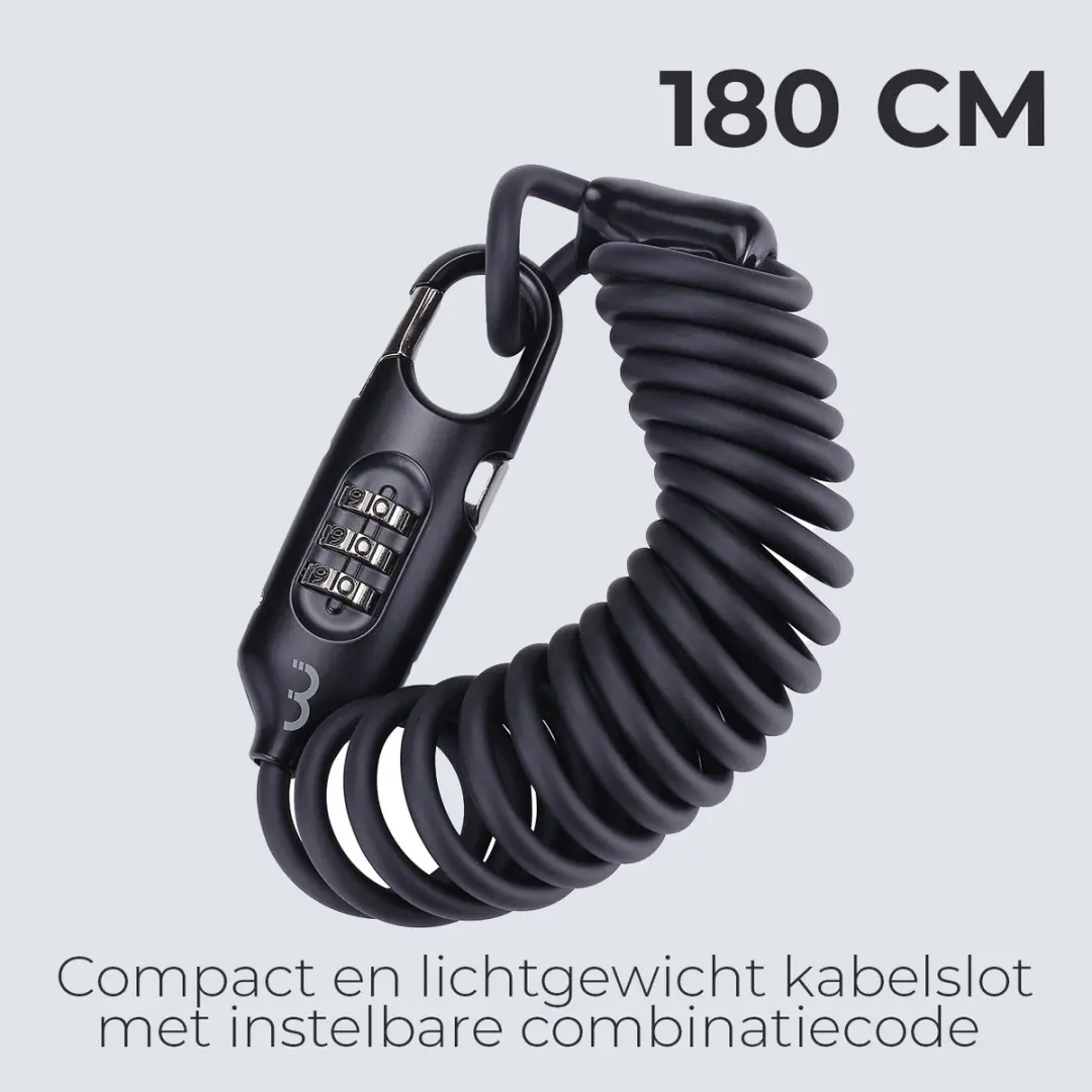 BBB Cycling CoilSafe BBL-56 Cijferslot 180cm - Zwart