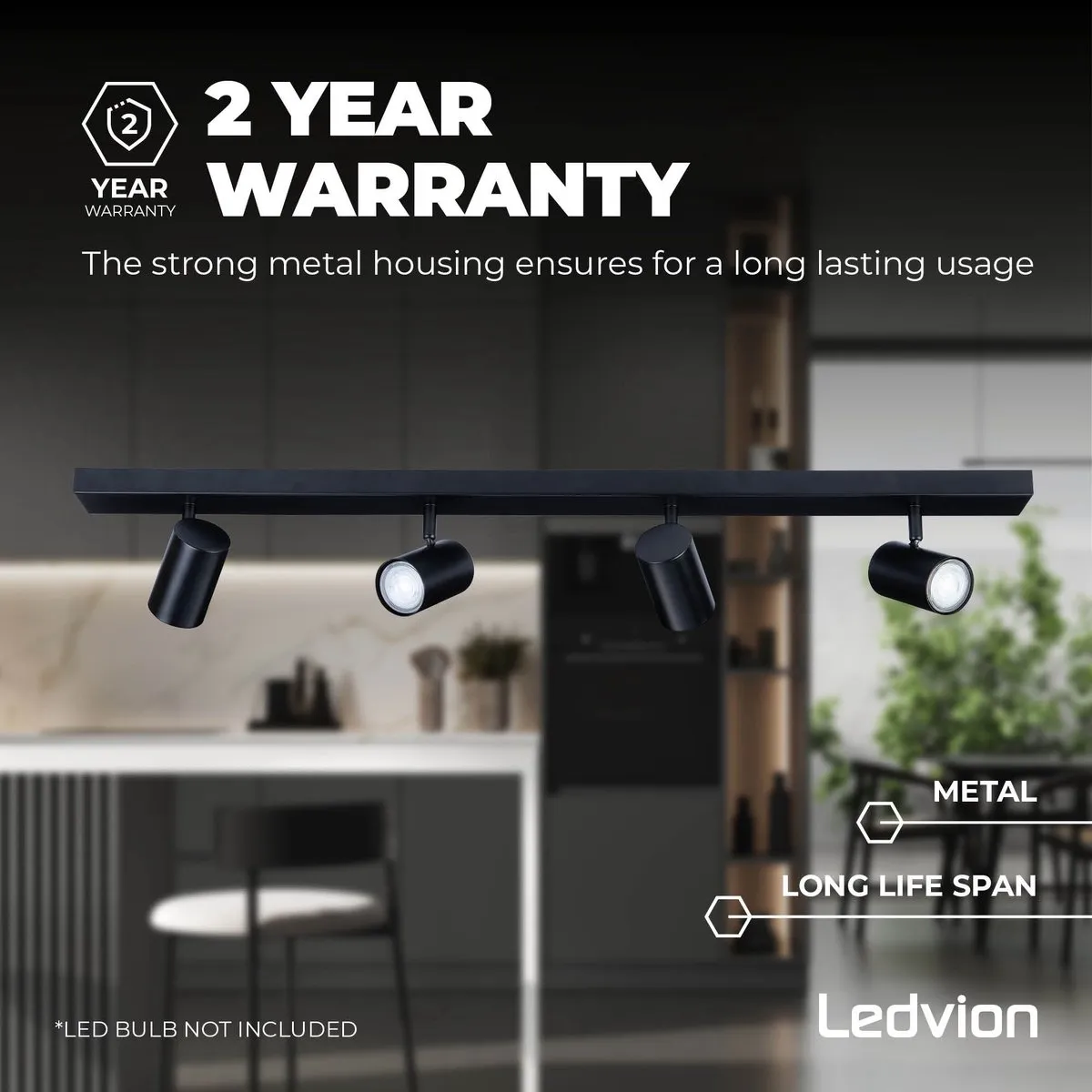 Ledvion LED Plafondspot 4x5W RGBW GU10 - Zwart