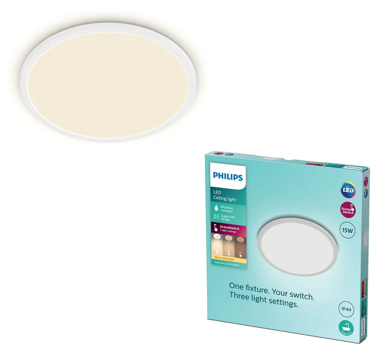 Philips SuperSlim Badkamer Plafondlamp 15W