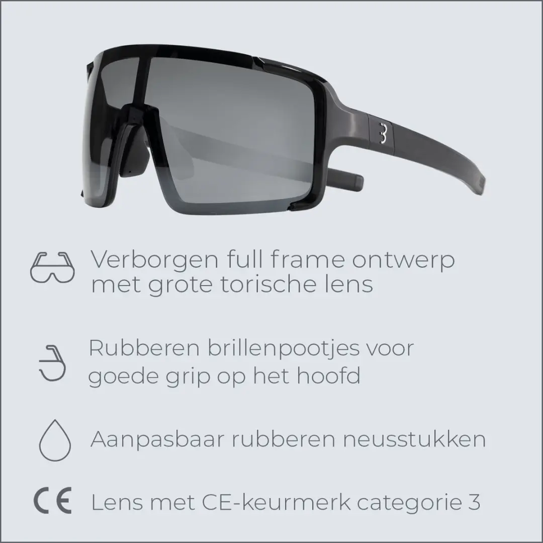 BBB Cycling Chester BSG-69 Fietsbril - Glanzend Zwart Smoke