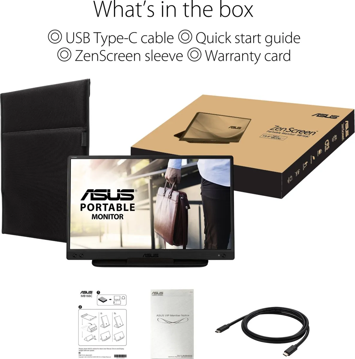 ASUS ZenScreen MB166C Portable USB-C Monitor 15.6 inch