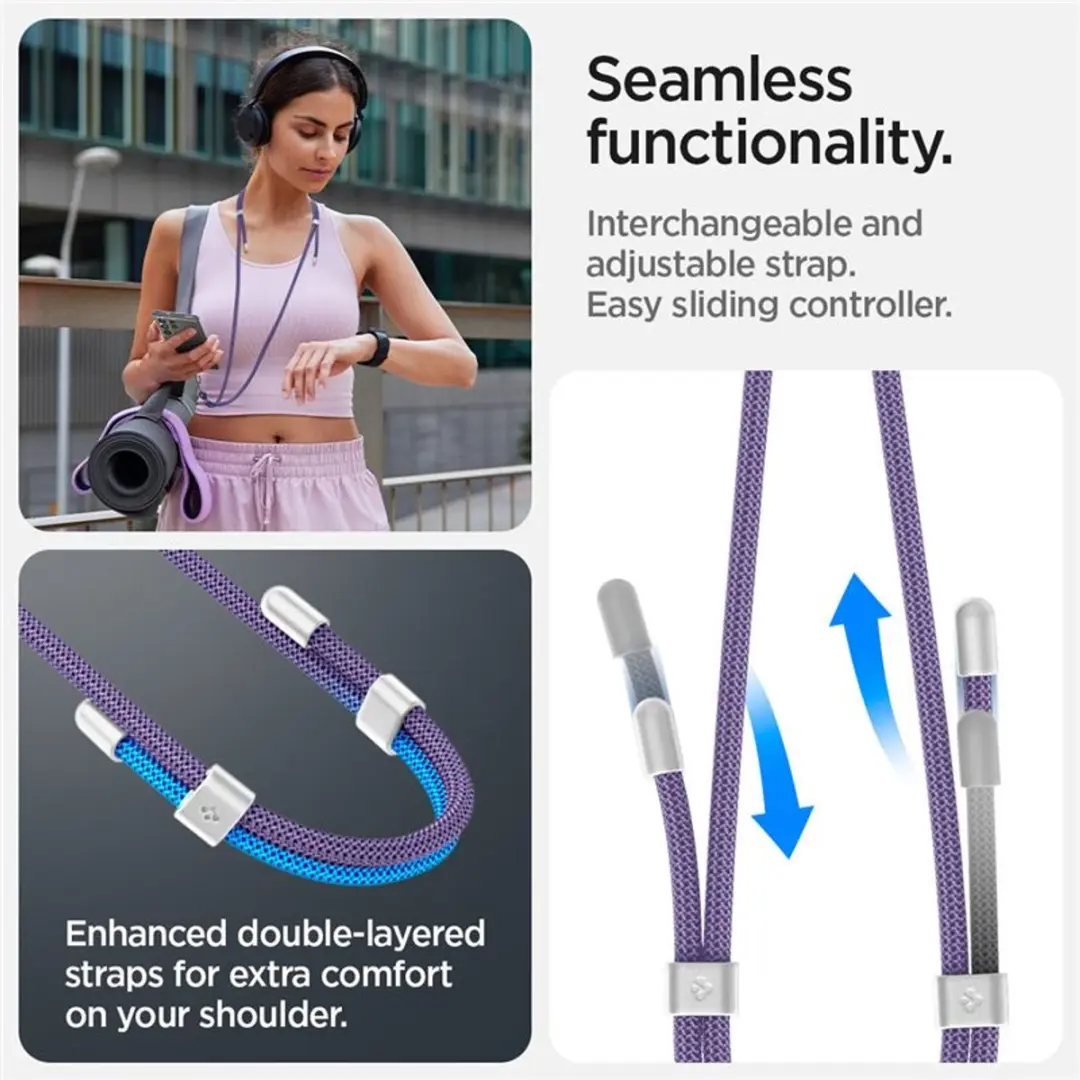 Spigen Universele Crossbodyriem 2-Delige Set - Dieppaars - afbeelding 2 van 6