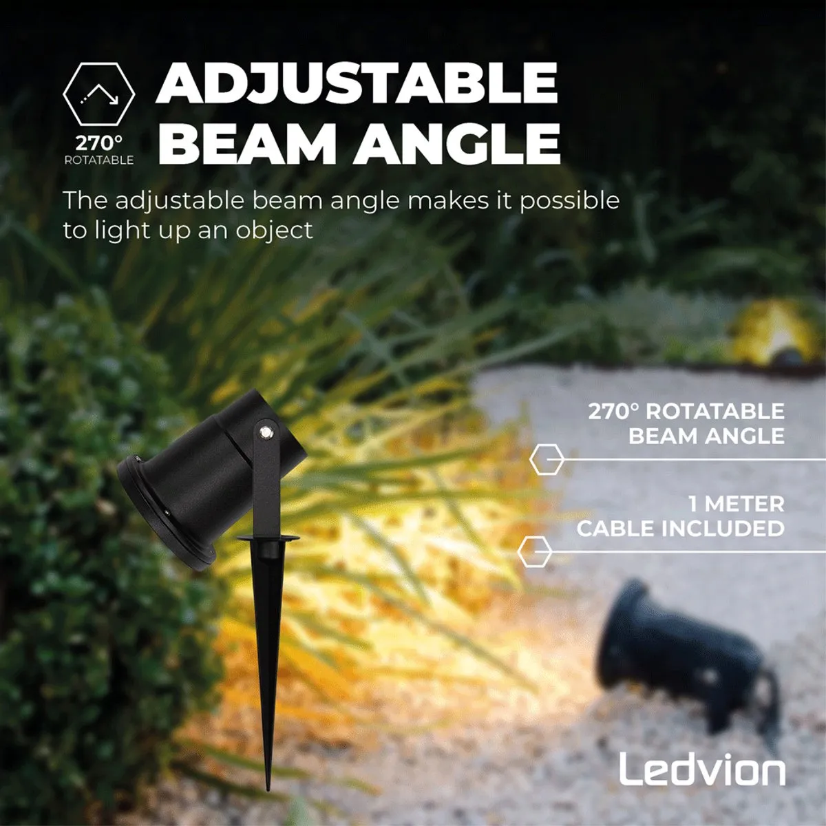 LEDVION 4x LED Prikspots IP65 5W 2700K