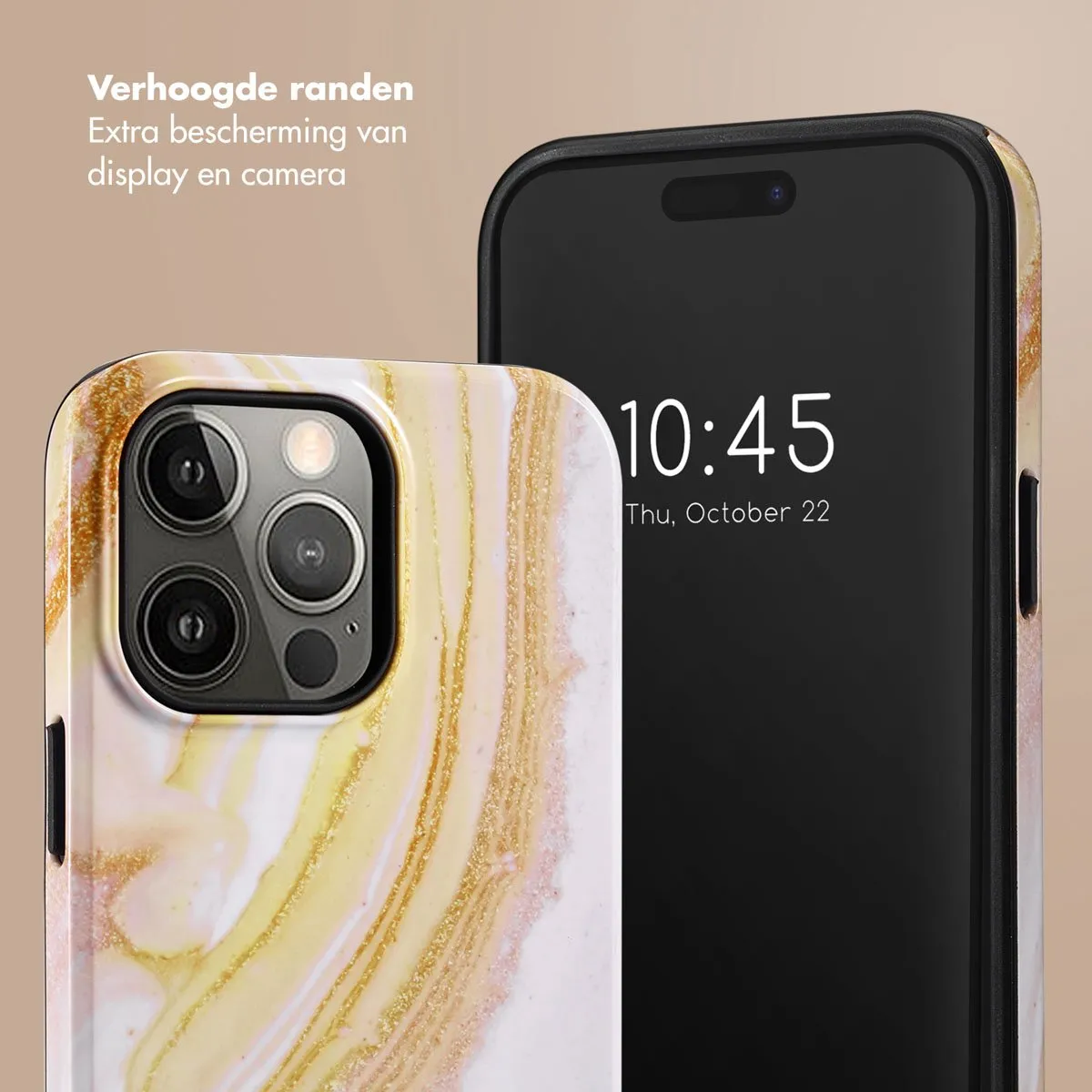 Selencia Hoesje iPhone 14 Pro Max Chic Marble Gold