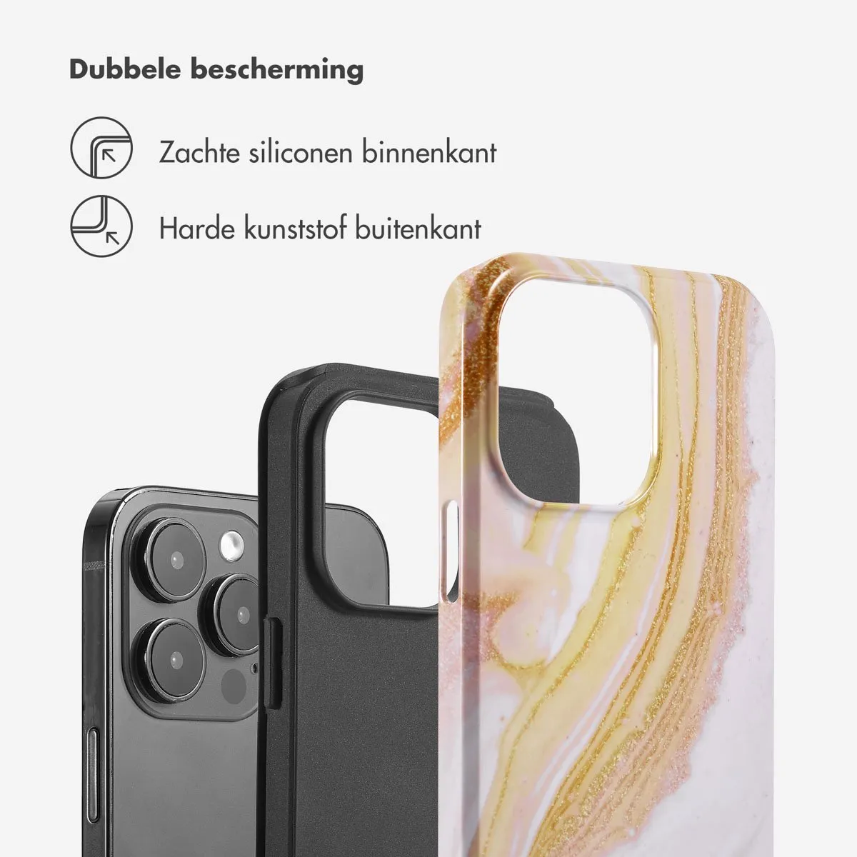 Selencia Hoesje iPhone 14 Pro Max Chic Marble Gold