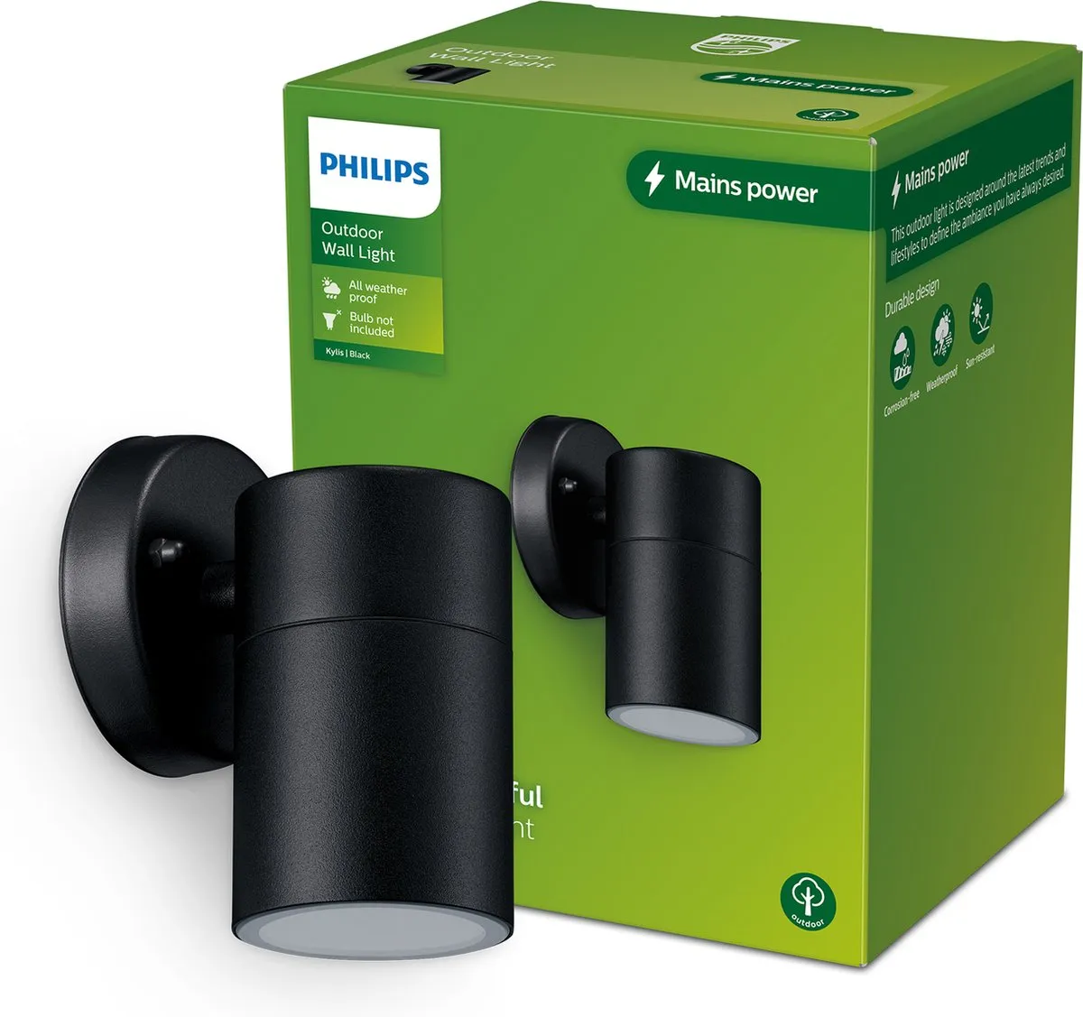 Philips Kylis Wandlamp Buiten Zwart - GU10 Warmwit