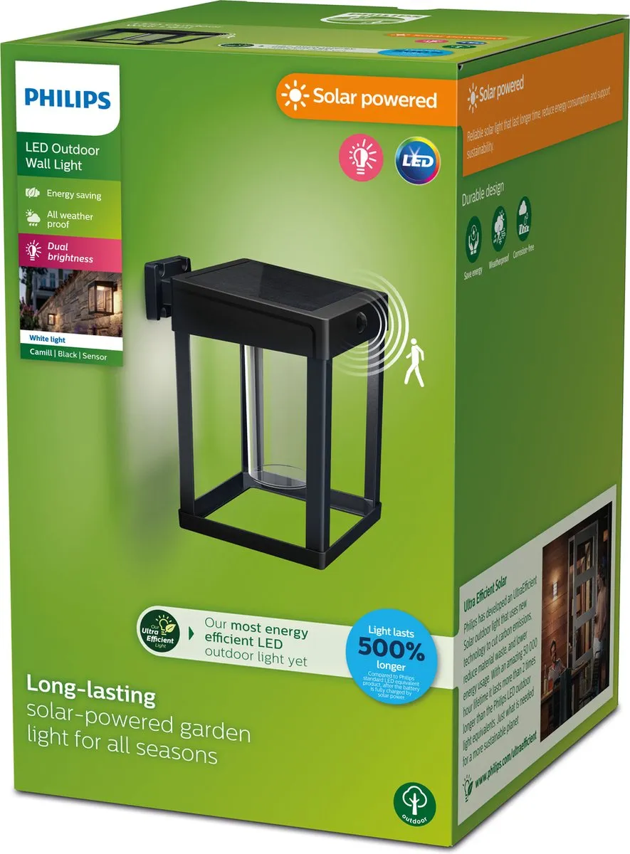 Philips Camill Solar Wandlamp Vierkant - 1.4W Warm Wit - afbeelding 6 van 6