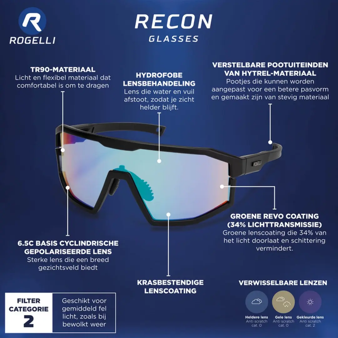 Rogelli Recon Fietsbril - Zwart