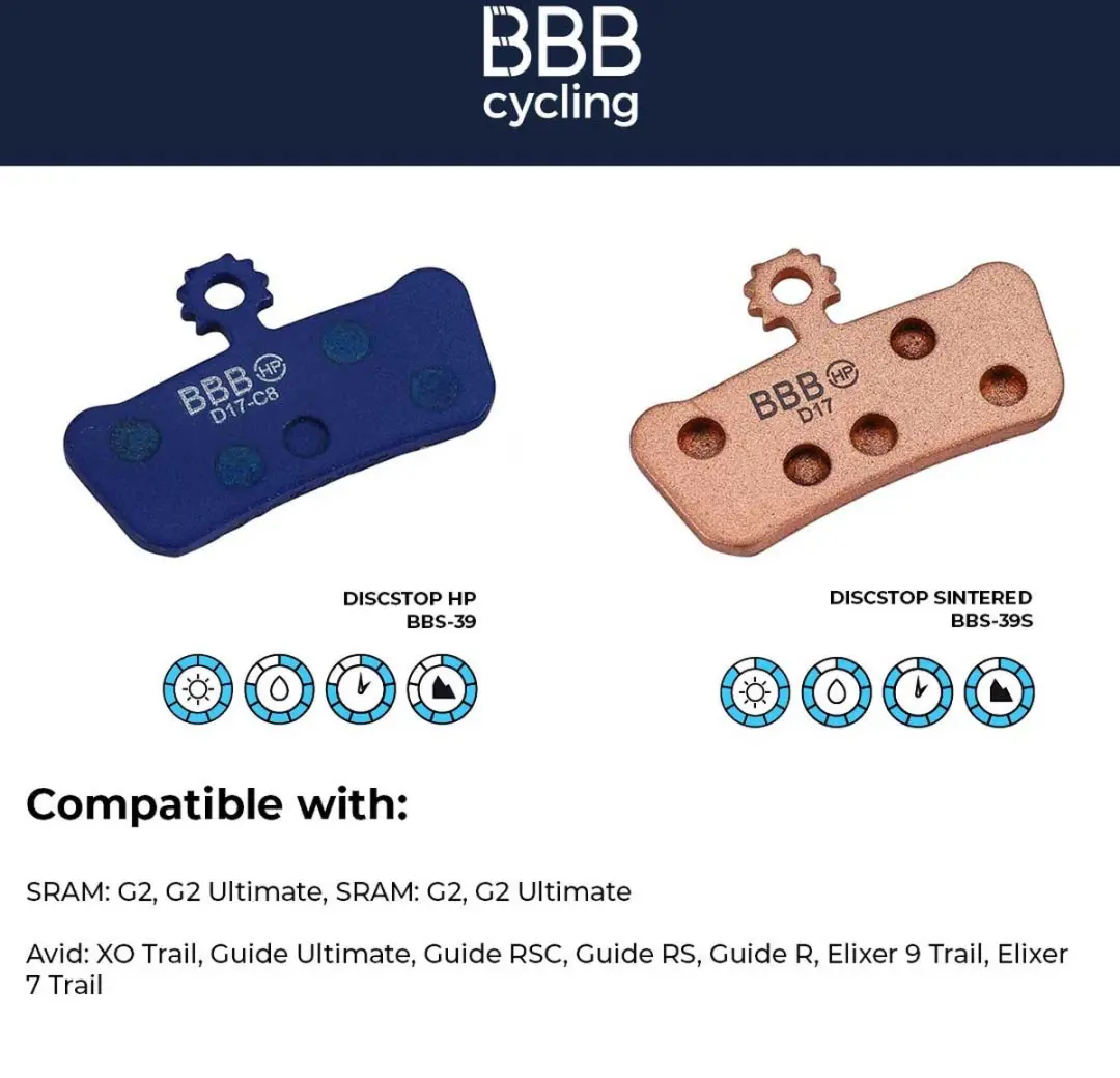 BBB Cycling DiscStop BBS-39S Remblokken - Gesinterd - Koper