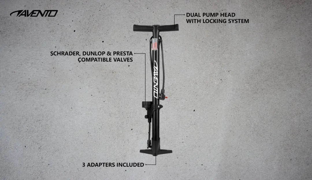 Avento Fietspomp met manometer - Zwart