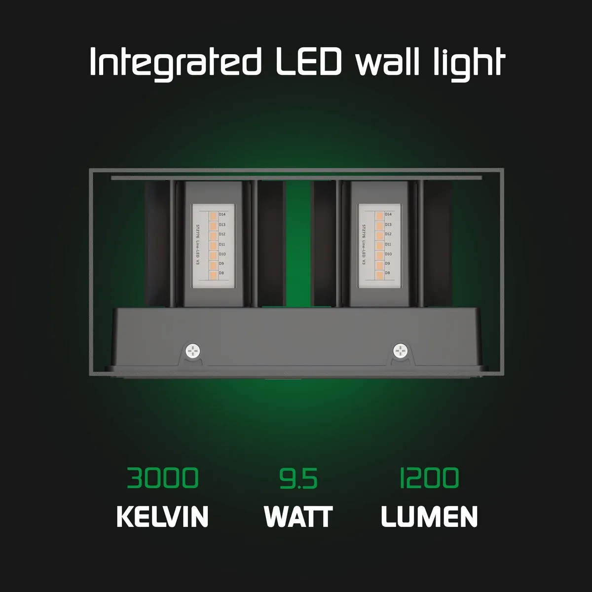 LEDVION 2x LED Wandlamp 9,5W 3000K - Zwart