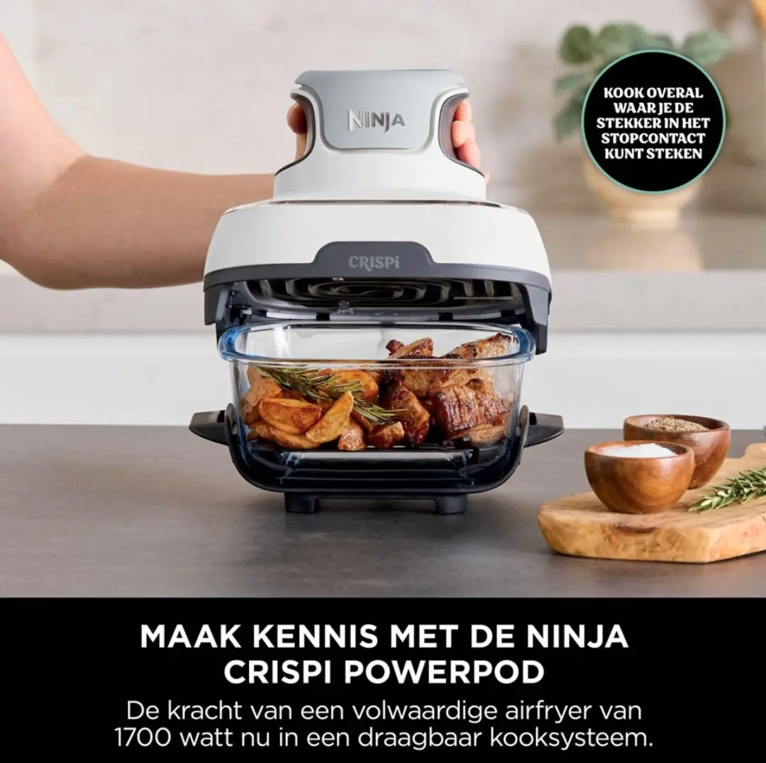 Ninja CRISPi 4-in-1 Compact Glazen Kooksysteem 1700W - 3.8L/1.4L - afbeelding 6 van 6