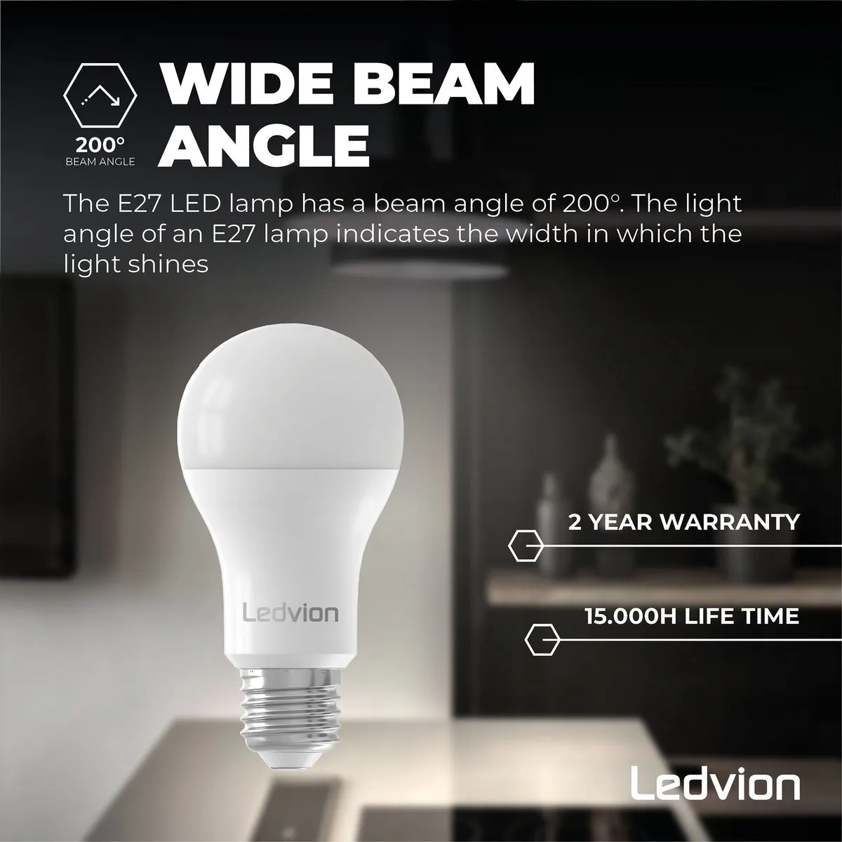 LEDVION E27 LED Lamp Dimbaar 8.8W 4000K - Mat