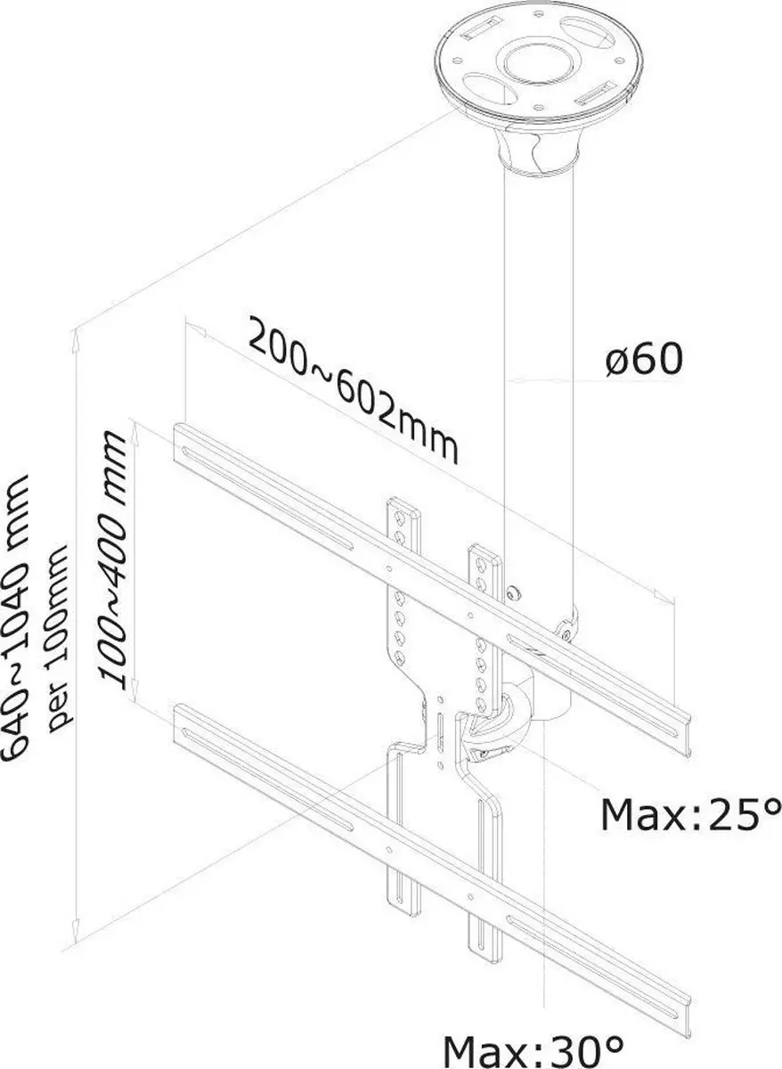 Neomounts FPMA-C400 TV Plafondbeugel - 60" - Zilver - afbeelding 2 van 6