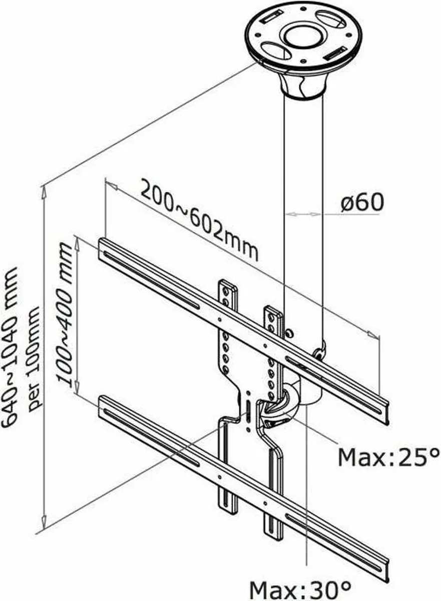 Neomounts FPMA-C400 TV Plafondbeugel - 60" - Zilver - afbeelding 3 van 6