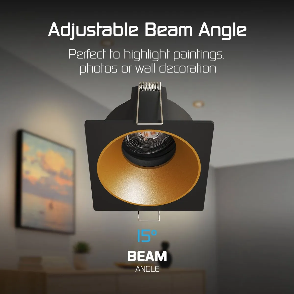 LEDVION LED Inbouwspot Vierkant 81x81mm Zwart/Goud - Dimbaar - GU10 - 2700K