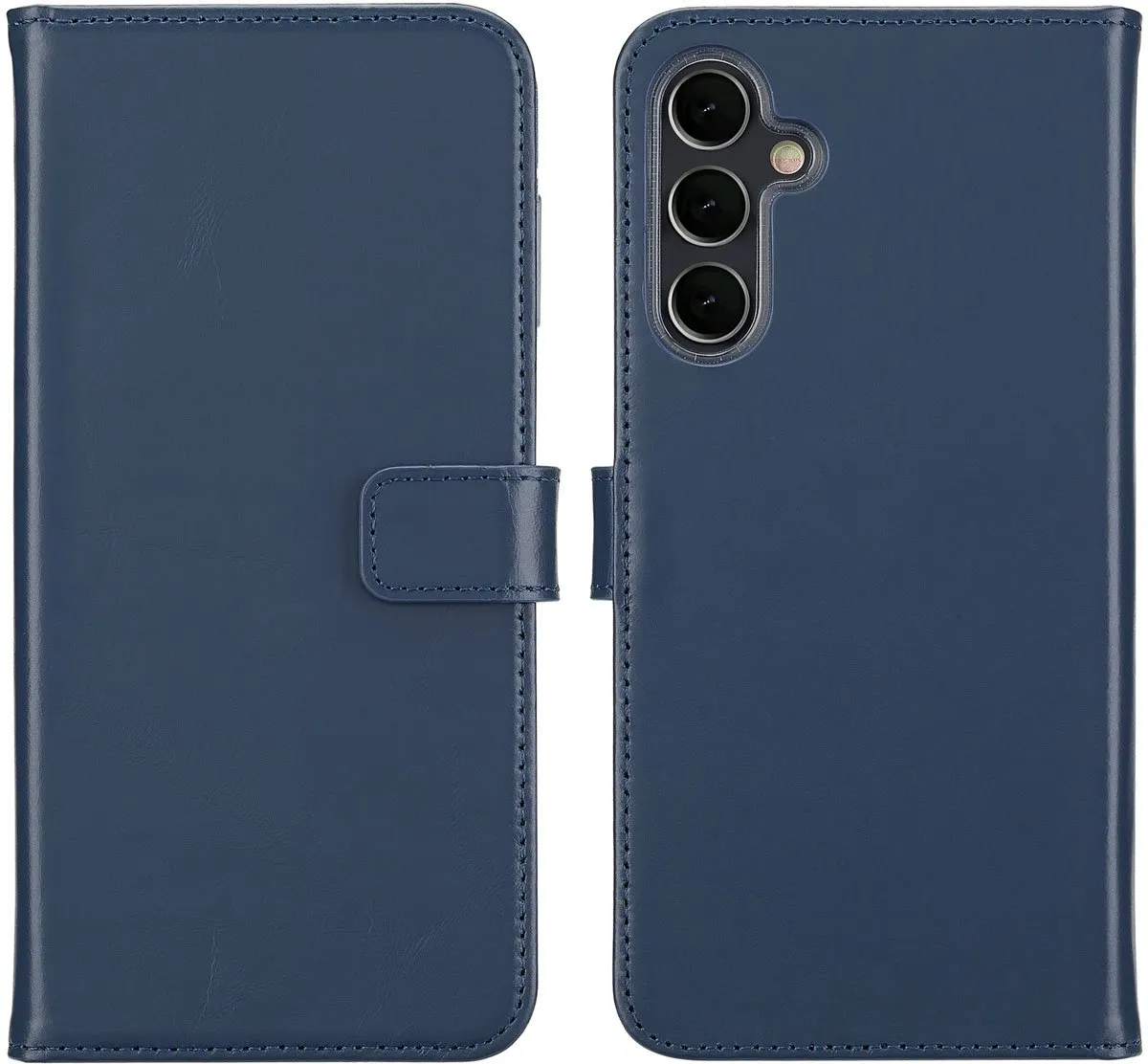 Selencia Hoesje Samsung Galaxy A16 Echt Leder Blauw - 3 Pasjes