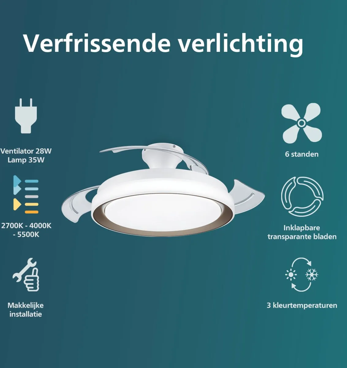 Philips Bliss LED-plafondlamp - met ventilator - goud