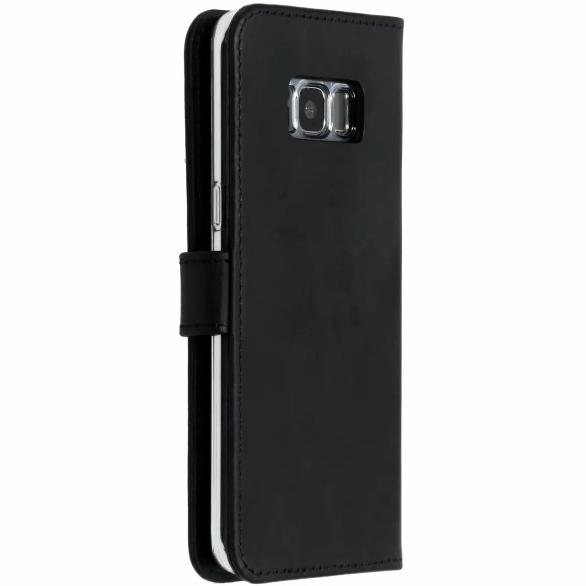 Selencia Hoesje Samsung Galaxy S8 - Echt Lederen Bookcase 3 Pasjes - Zwart