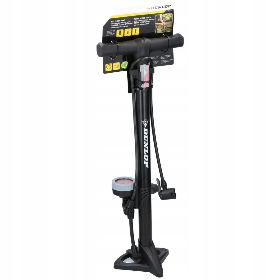 2x Dunlop Fietsbandenpomp 11 bar met Manometer