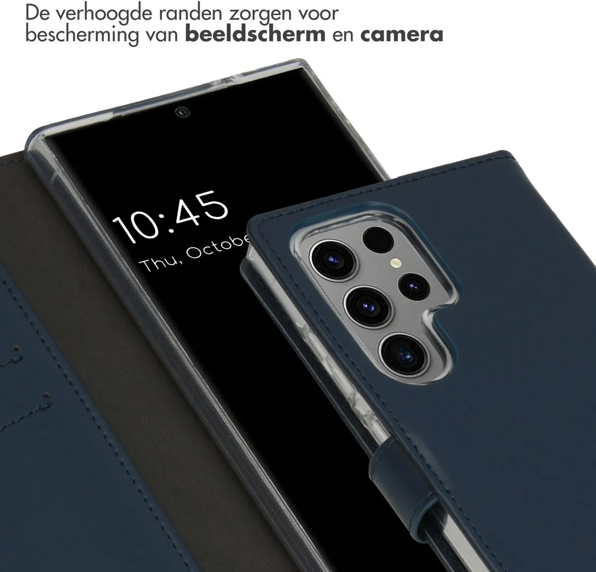 Selencia Hoesje Samsung Galaxy S24 Ultra - Donkerblauw Lederen Bookcase