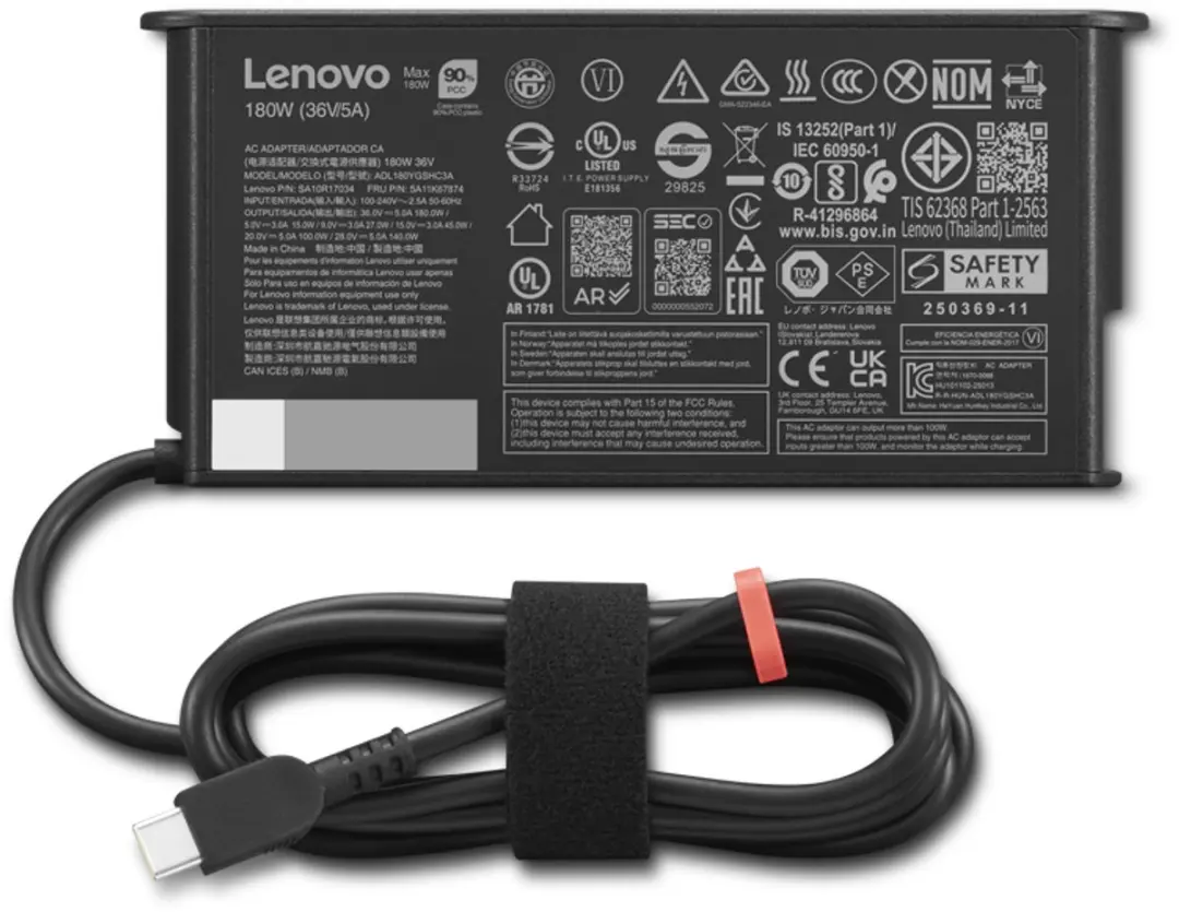 Lenovo ThinkPad 180W USB-C GaN Netvoedingsadapter - Zwart