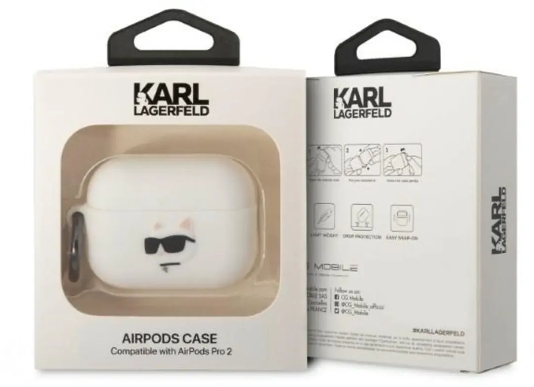 Karl Lagerfeld Choupette Head 3D Siliconen Etui - AirPods Pro 2 Wit