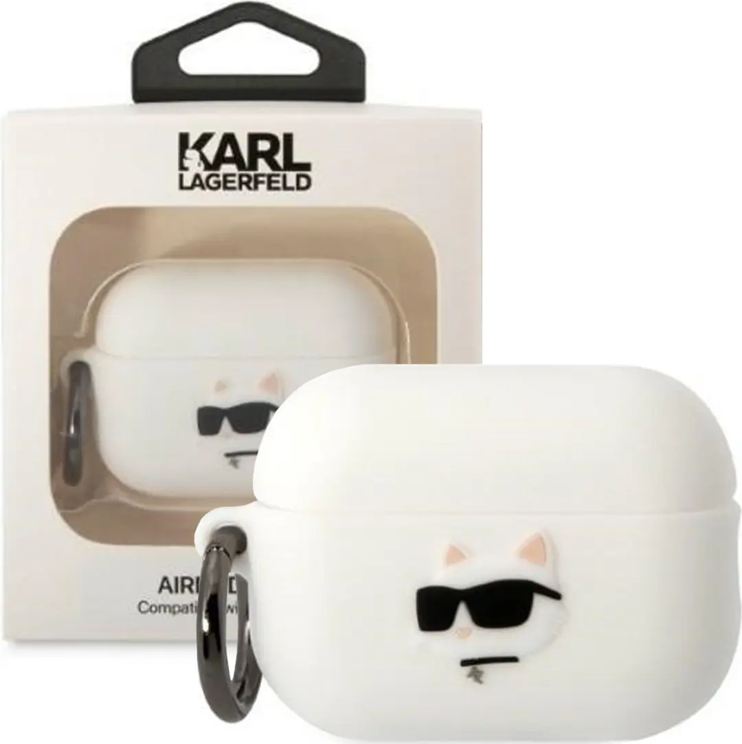 Karl Lagerfeld Choupette Head 3D Siliconen Etui - AirPods Pro 2 Wit