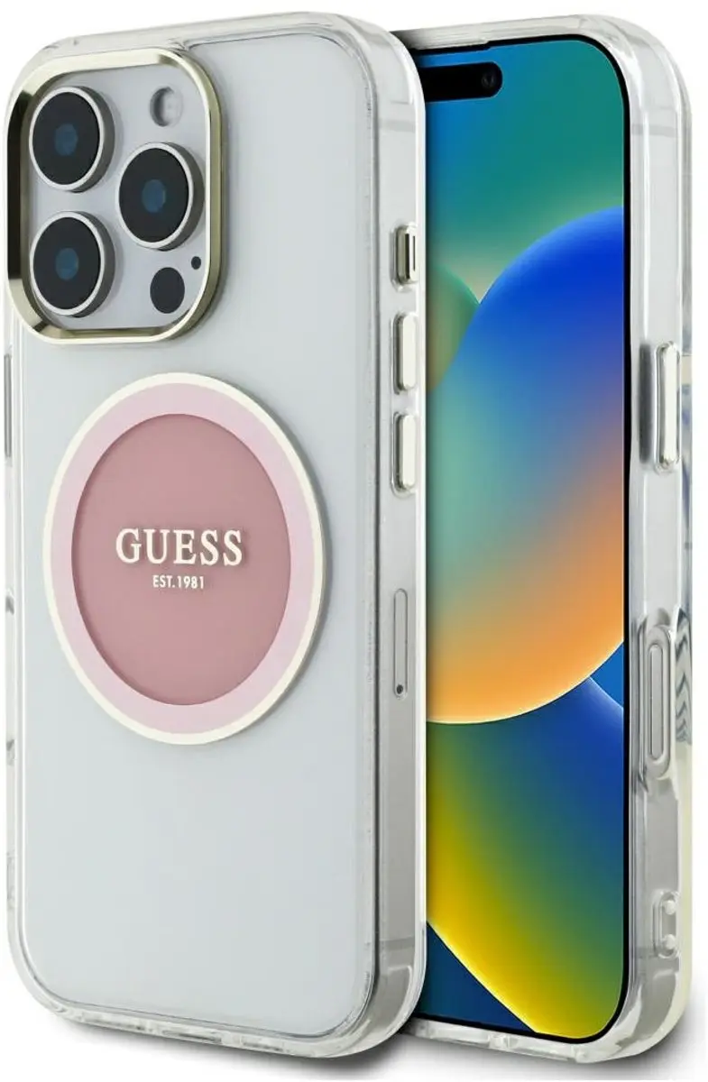 Guess IML Metal Colored Circle Classic Logo iPhone 16 Pro Hoesje