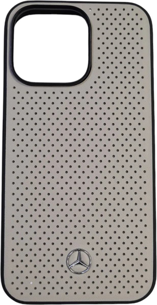 Mercedes-Benz iPhone 13 Pro Hardcover - Beige Perforated Leer - 3666339020798