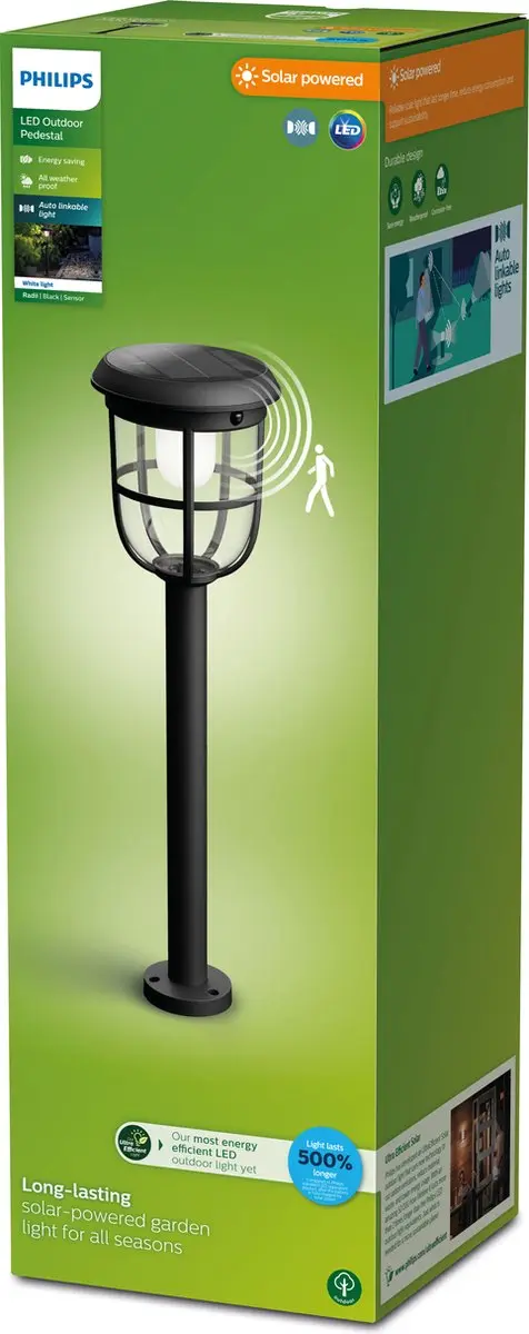 Philips Radii Solar Sokkellamp - Zwart - 3000K - Bluetooth - afbeelding 6 van 6
