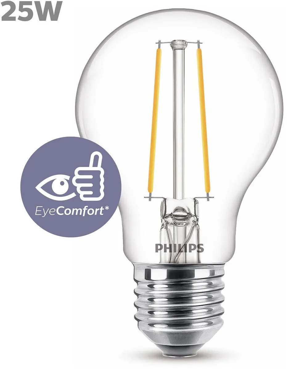 Philips LED E27 Warmwit 2700K 2.2W - Helder Glas - afbeelding 6 van 6