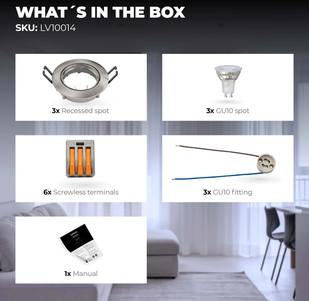 Ledvion 3X LED Inbouwspot Amsterdam - 3W 6500K - Ø82mm - RVS