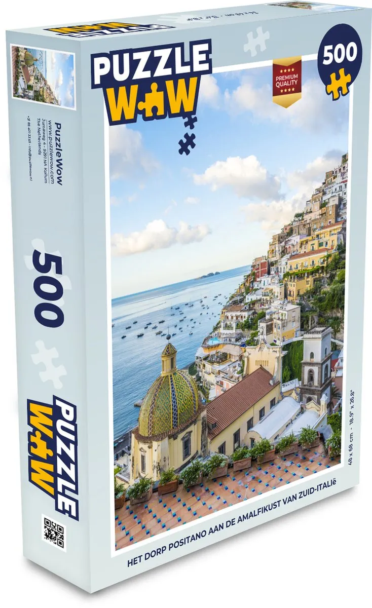 PuzzleWow Het dorp Positano Legpuzzel 500 Stuks - Multicolor
